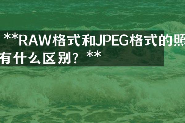  **RAW格式和JPEG格式的照片有什么区别？**