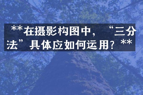  **在摄影构图中，&ldquo;三分法&rdquo;具体应如何运用？**