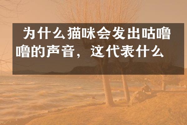  为什么猫咪会发出咕噜咕噜的声音，这代表什么？