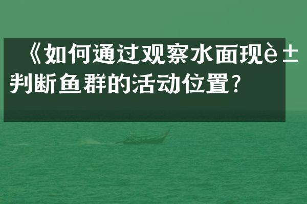  《如何通过观察水面现象判断鱼群的活动位置？》