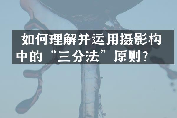  如何理解并运用摄影构图中的&ldquo;三分法&rdquo;原则？