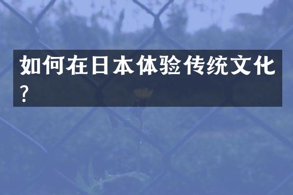 如何在日本体验传统文化？