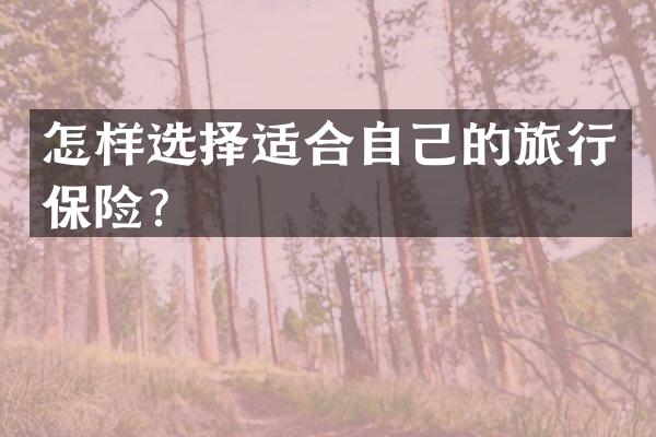 怎样选择适合自己的旅行保险？