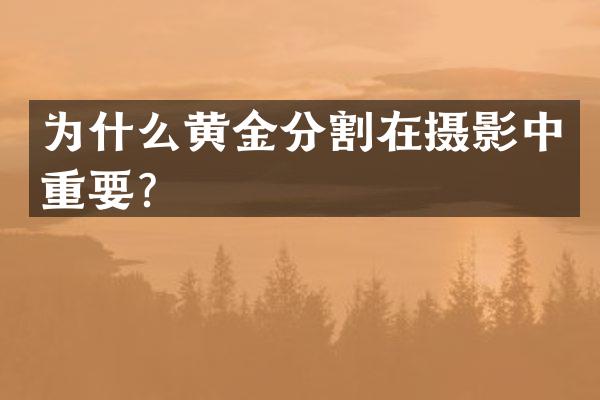 为什么黄金分割在摄影中重要？