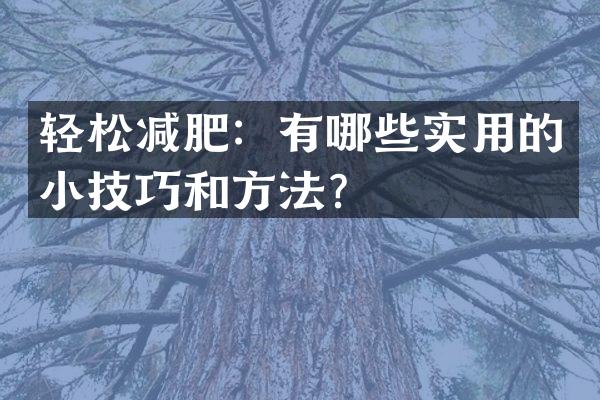 轻松减肥：有哪些实用的小技巧和方法？