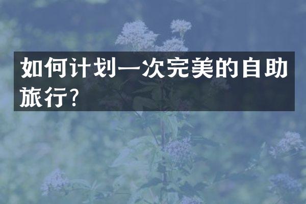 如何计划一次完美的自助旅行？