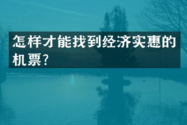 怎样才能找到经济实惠的机票？