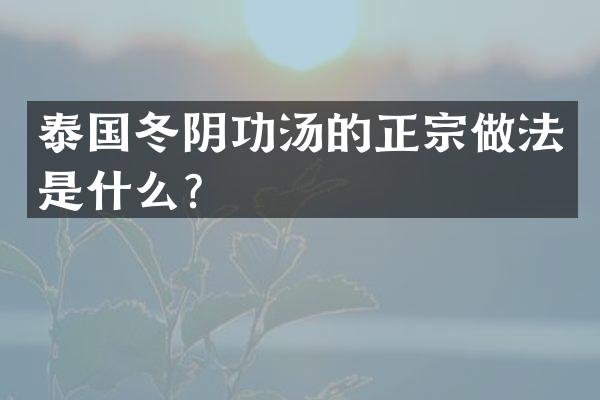 泰国冬阴功汤的正宗做法是什么？