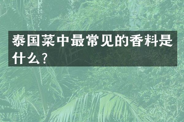 泰国菜中最常见的香料是什么？