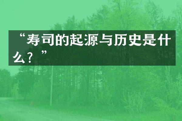 &ldquo;寿司的起源与历史是什么？&rdquo;