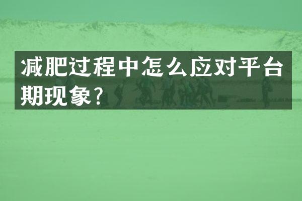 减肥过程中怎么应对平台期现象？