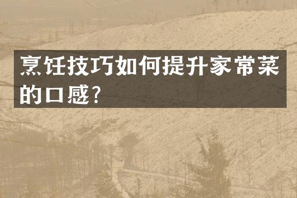 烹饪技巧如何提升家常菜的口感？