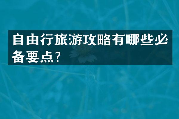 自由行旅游攻略有哪些必备要点？