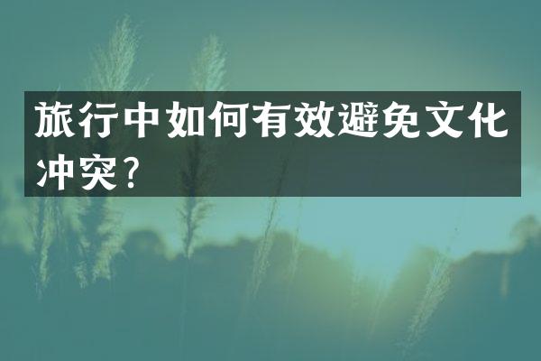 旅行中如何有效避免文化冲突？
