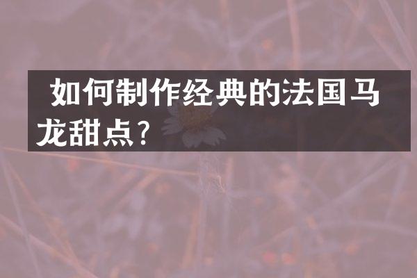  如何制作经典的法国马卡龙甜点？