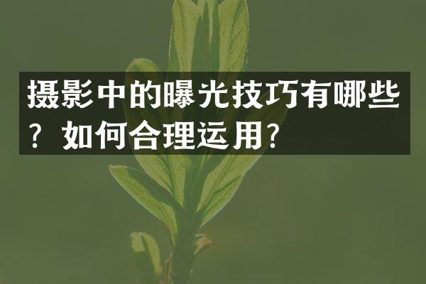 摄影中的曝光技巧有哪些？如何合理运用？