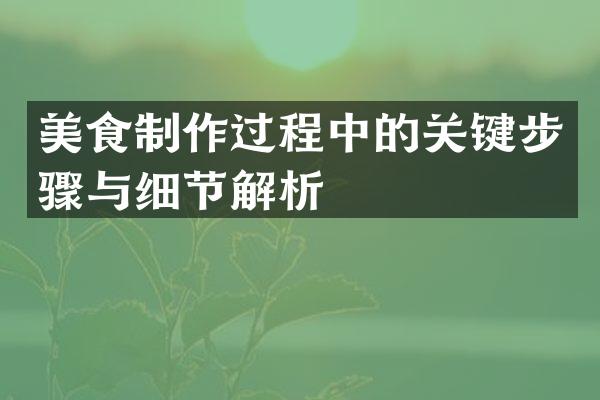 美食制作过程中的关键步骤与细节解析