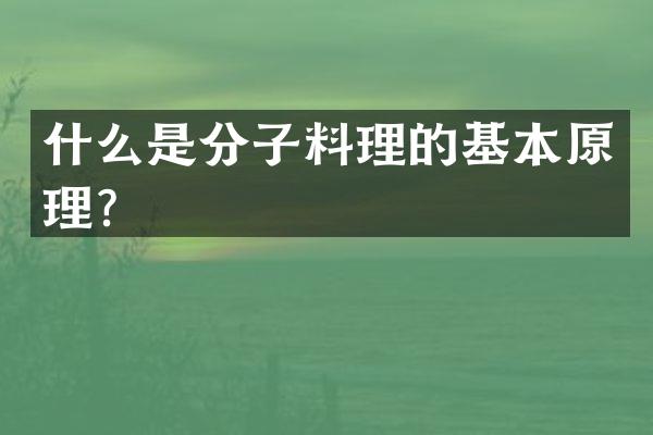 什么是分子料理的基本原理？