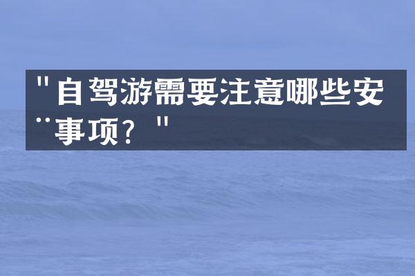 "自驾游需要注意哪些安全事项？"