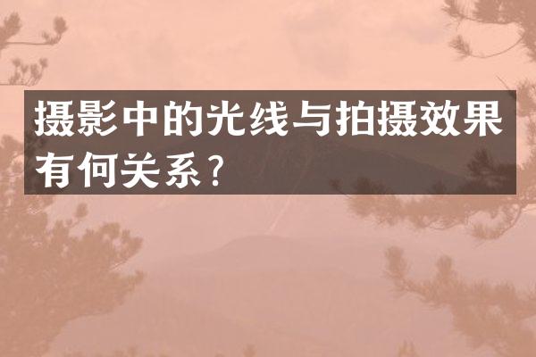 摄影中的光线与拍摄效果有何关系？