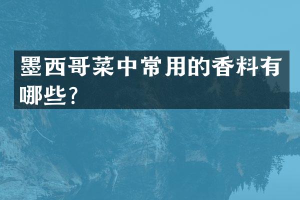 墨西哥菜中常用的香料有哪些？